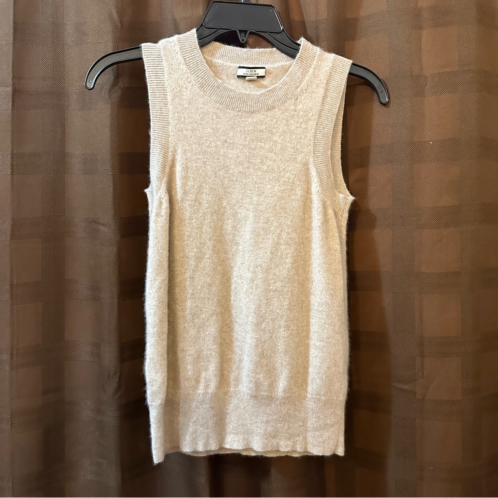 J. Crew 100% Cashmere Tan Sweater Vest size XS